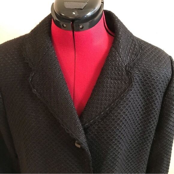 JM Collection Blazer Women's Size 12 Black Lace Trim Long Sleeve Button Pockets - Picture 8 of 11